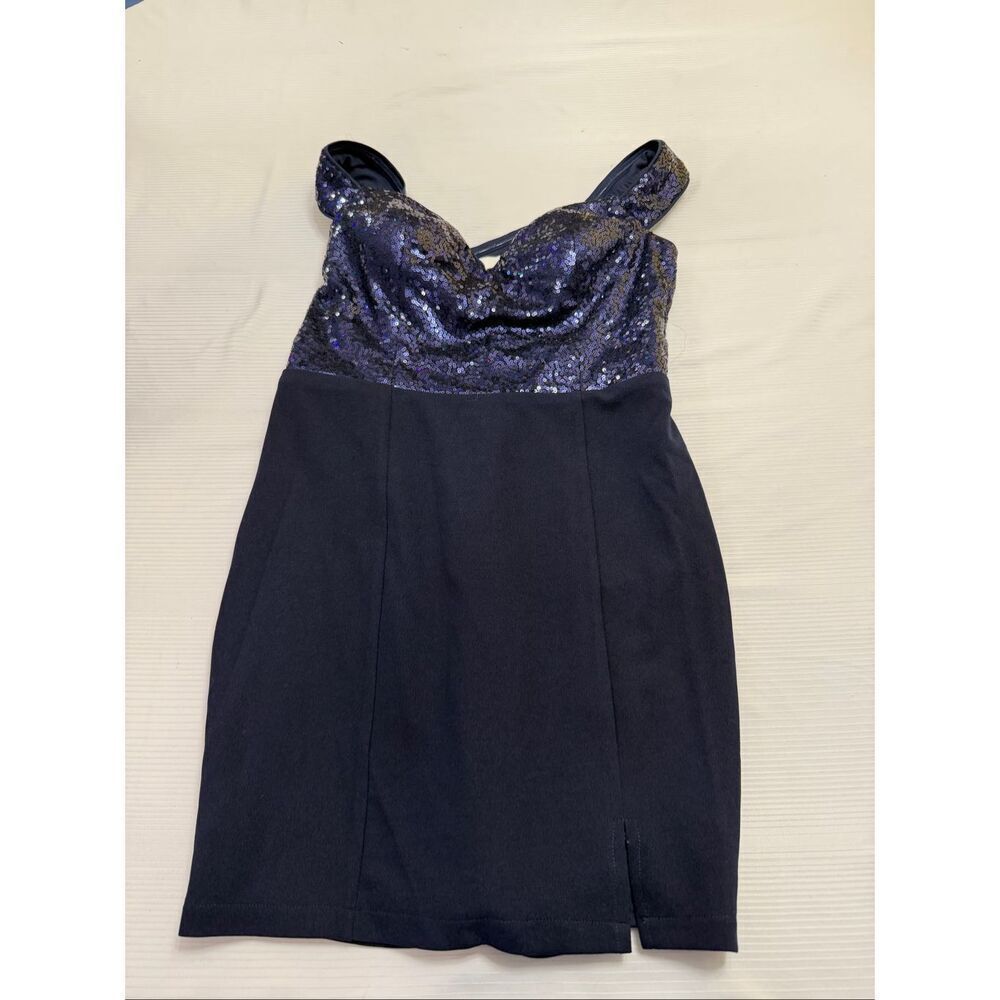NWT Maniju Navy Blue Sequin Cocktail Party Dress Size Medium New